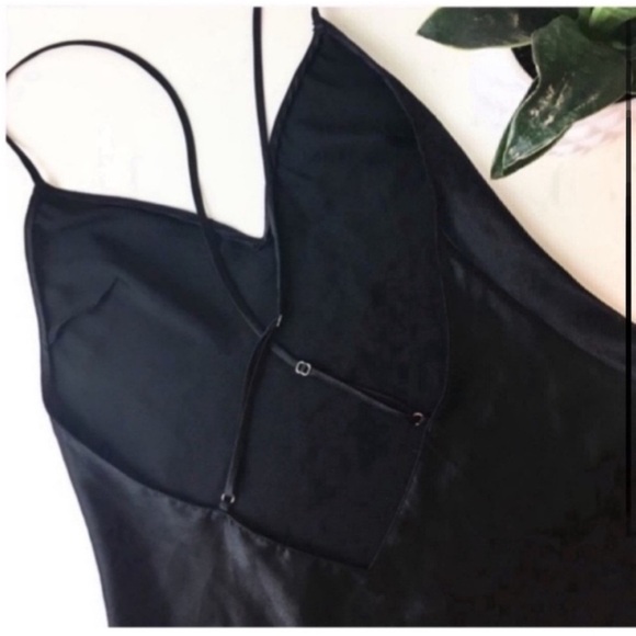 NEW WOT VICTORIAS SECRET BLACK HIGH LOW SLIP DRESS - Picture 3 of 15